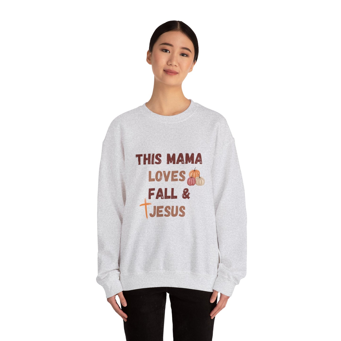 Fall Mama Crewneck Sweatshirt - This Mama loves Fall & Jesus