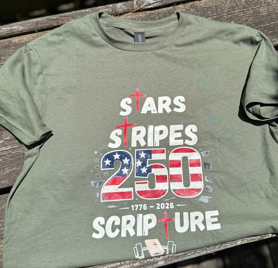 Stars Stripes Scripture USA 250 Shirt