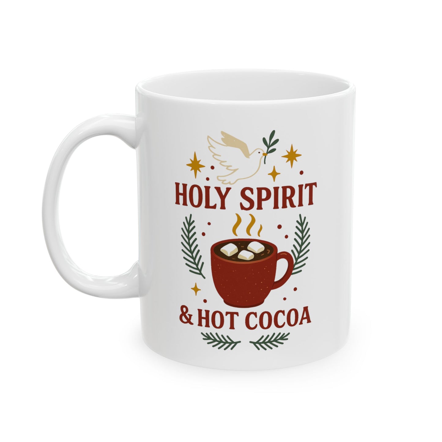 Holiday Spirits Ceramic Mug — Retro Christmas Cocoa & Cheer (11oz/15oz)