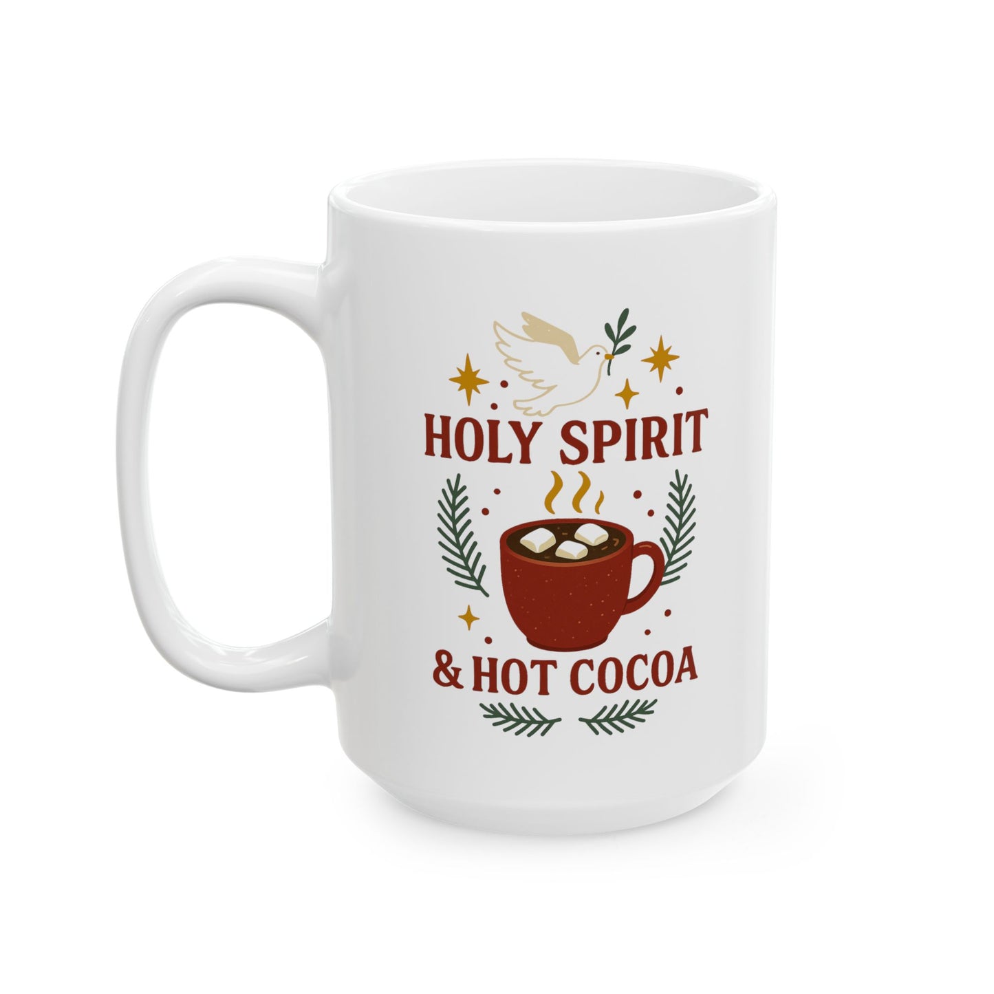 Holiday Spirits Ceramic Mug — Retro Christmas Cocoa & Cheer (11oz/15oz)