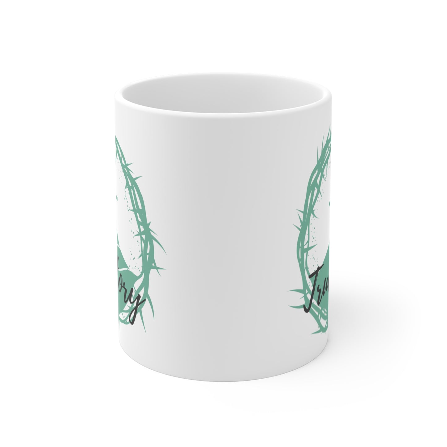 True Story Christian Mug — 11oz Coffee Cup with Three Crosses & Crown of Thorns Design