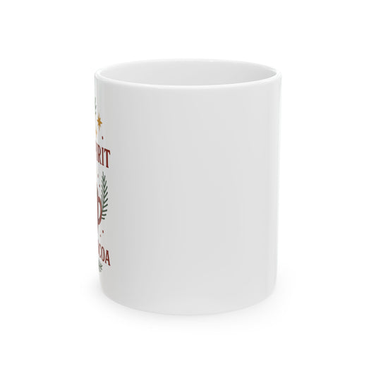 Holiday Spirits Ceramic Mug — Retro Christmas Cocoa & Cheer (11oz/15oz)