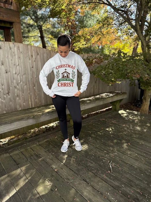 Christmas Begins with Christ Long Sleeve Shirt