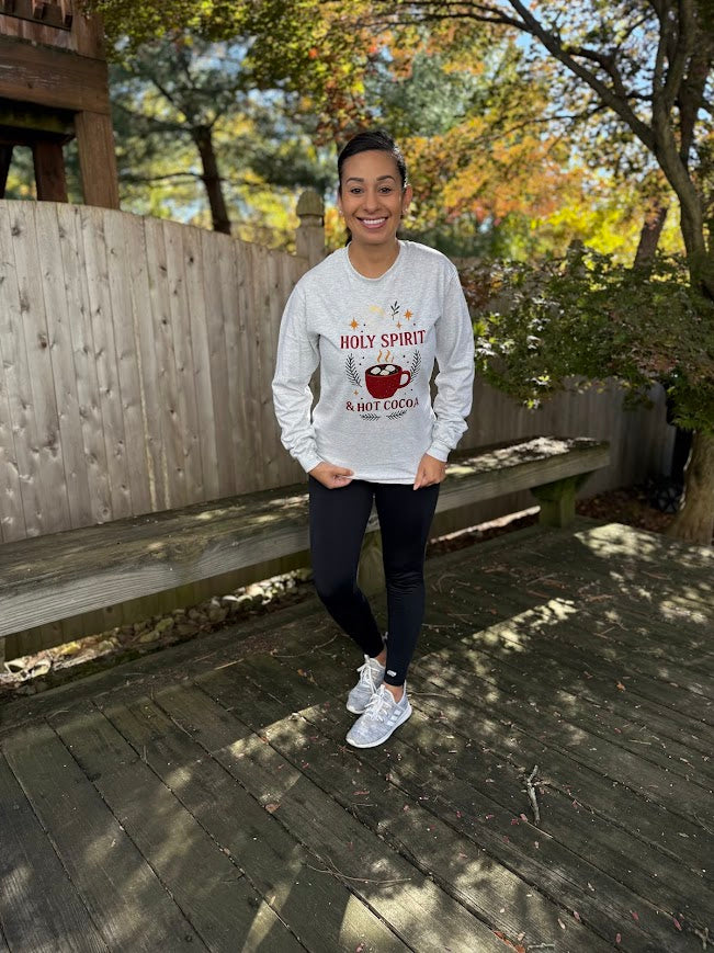Holy Spirit & Hot Cocoa Long Sleeve Christmas Shirt