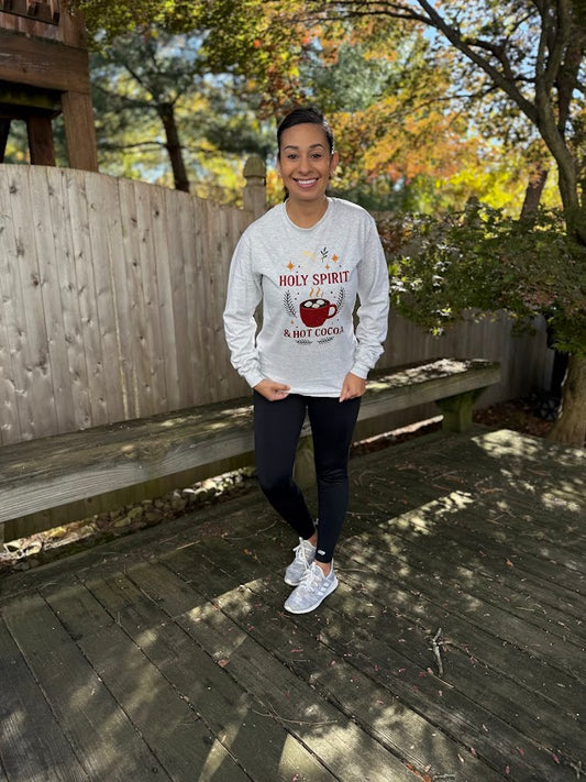 Holy Spirit & Hot Cocoa Long Sleeve Christmas Shirt