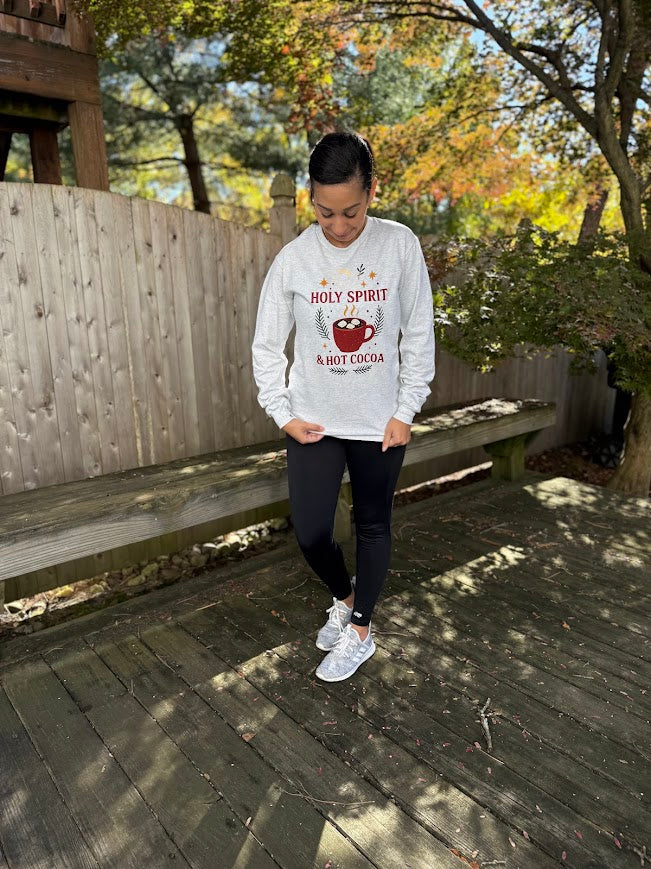 Holy Spirit & Hot Cocoa Long Sleeve Christmas Shirt