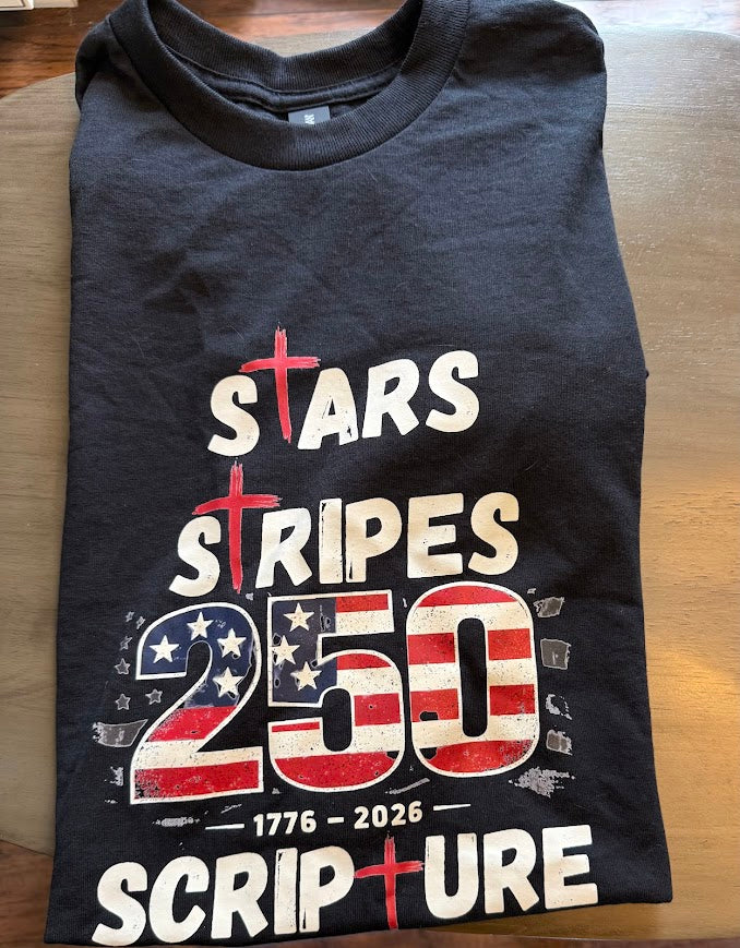 Stars Stripes Scripture USA 250 Shirt