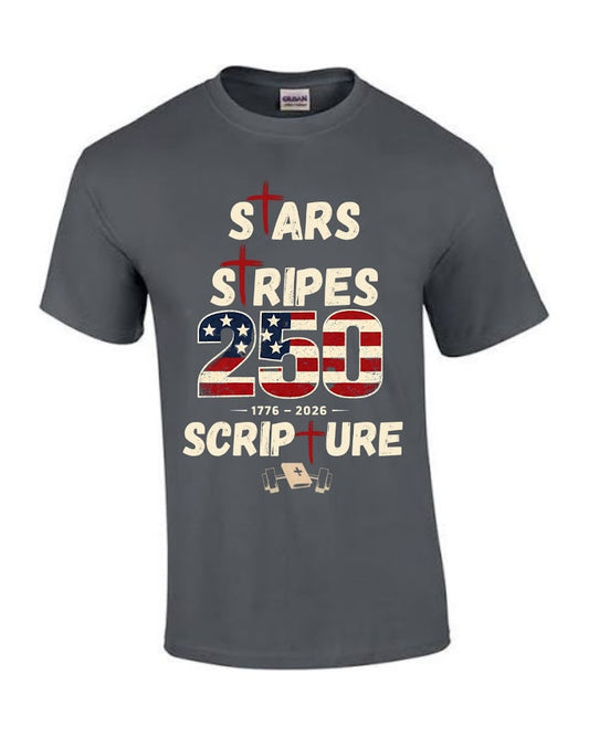 Stars Stripes Scripture USA 250 Shirt
